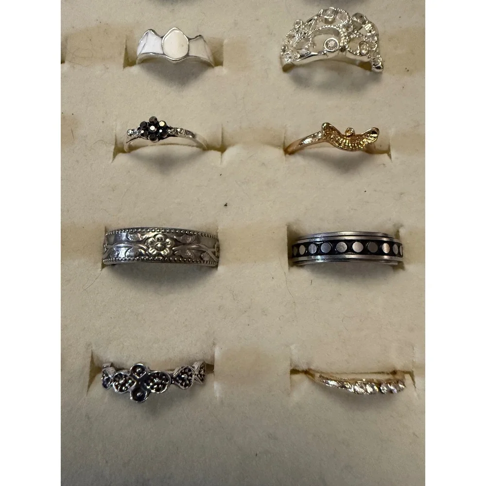 Fashion Ring Lot 50 Mixed Styles Statement Boho Crystal Silver Gold Tone